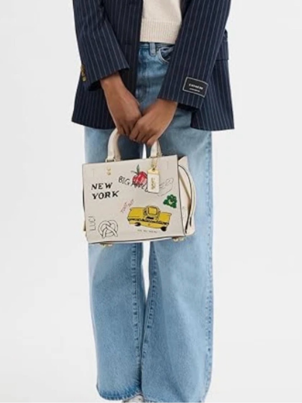 COACH NWT ROGUE 25 LEATHER SATCHEL BAG SKETCH PRINT NY CHALK WHITE CROSSBODY - Picture 10 of 11